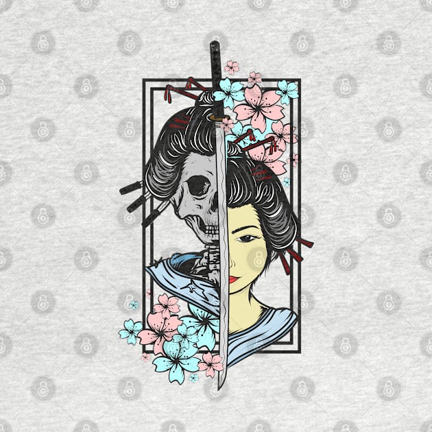 Geisha Japanese Skull Design by RedCrunch